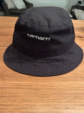 Carhartt WIP black Bucket Hat with White Embroidered Logo